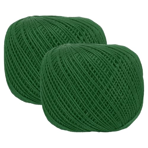 MECCANIXITY Crochet Thread Pearl Cotton Size 3 Green 2 Rolls 164 Yards for Crocheting Tatting Knitting Embroidery Sewing - color: Green