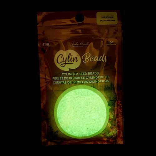 John Bead 25g Cylin Beads White to Green Glow in Dark AB 11/0 Glass Cylindrical Seed Beads for Jewelry Bracelets Necklaces Earrings Making Embroidery - color: White to Green Glow in Dark AB