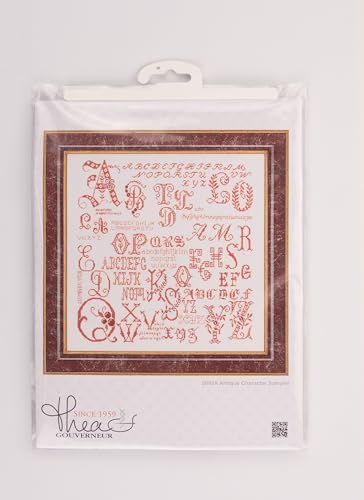Thea Gouverneur - Counted Cross Stitch Kit - Antique Character Sampler - Linen - 36 Count - Embroidery Kit for Adults - DMC Embroidery Threads and Other Cross Stitch Supplies Included - 2093 - color: 2093 Linen