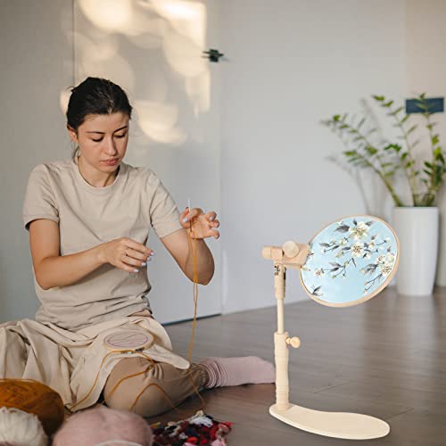 PATIKIL Embroidery Hoop Stand, Adjustable Embroidery Frame Stand Beech Wood Rotated Embroidery Hoop Stand for Cross Stitch Sewing Arts Crafts