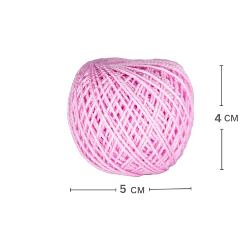 KGS Crochet Thread Cotton Yarn Balls | Size 8 | 10 Balls | 10 Grams Each Ball | Total 100 Grams of Pearl Cotton Thread for Crocheting, Cross Stitch, Needlepoint Hand Embroidery (Baby Pink) - color: Baby Pink