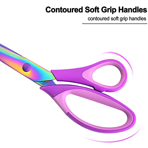 Craft Scissors Set of 3 Pack, All Purpose Sharp Titanium Blades Shears, Comfort Grip Handle, Multipurpose Fabric Scissors Tool Great for Adults, Office, Sewing, School and Home Supplies, Purple - color: Purple