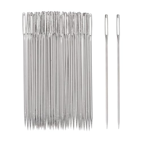 HARFINGTON 200pcs Large Eye Stitching Needles 2.36Inch Sewing Needles Stainless Steel Leather Needle Embroidery Needle Yarn Knitting Hand Sewing Needles - size: 2.36"