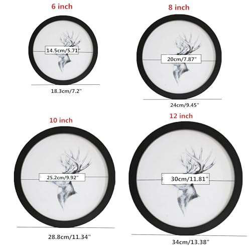 alfyng Round Photo Frame Wooden Wall Hanging Picture Frames Black 6 inch - color: black, size: 6 inch
