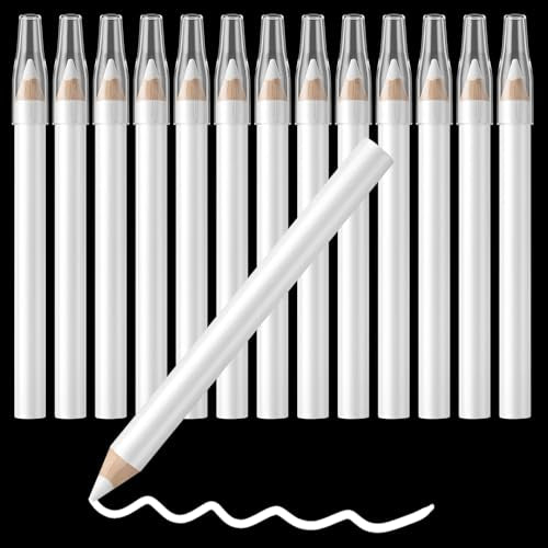 14Pcs Fabric Chalk Pencil for Sewing, Ymapinc Water Soluble White Pencil with Tip Caps, Tailors Marking Tools, Washable White Markers, Chalk for Dressmaking Quilting DIY Craft Supplies