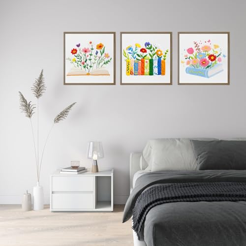 Louise Maelys 3 Pack Floral Book Embroidery Kit for Beginners DIY Craft - color: Book Flower