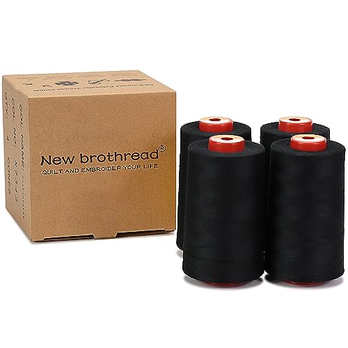 New brothread 4 Large Cones All Purpose Polyester Thread -Black - color: 4xBlack