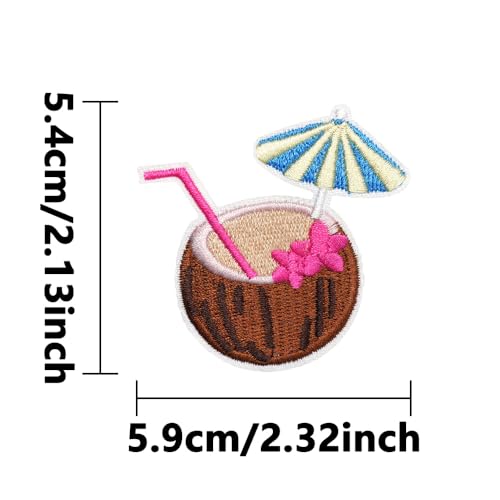 2PCS Embroidery Patches with Coconut Pattern,Iron-on/Sew-on,2.32*2.13inches - style: 2pcs Coconut Patches