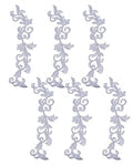 6 Pieces Metallic Leaves Embroidered Iron on Patch Flower Vine Border Lace Applique Long Scroll Motif for Dress Pillow Sewing Accessories Embellishment (Silver) - color: Silver