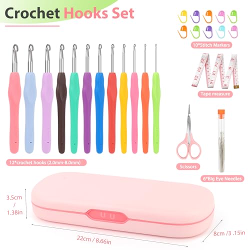 Coopay Crochet Hooks Set with Case,Crochet Hook Kit for Arthritic Hands - color: Crochet Hooks Set with Case