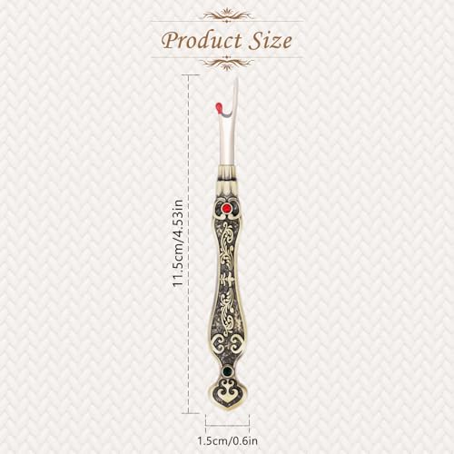 2Pcs Metal Seam Rippers, European Vintage Carved Handle Stitch Ripper, Sharp Seam Ripper Tool for Sewing with Storage Cases, Durable and Handy Crafting Removing Threads Tools (Antique Brass) - color: antique brass