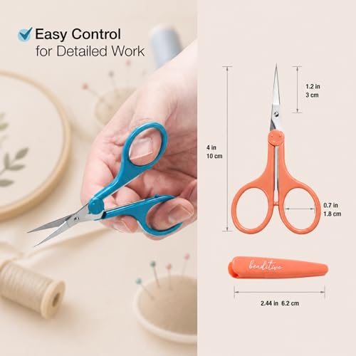 Beaditive High Precision Detail Scissors Set (2-Pc) Sharp, Fine Tips | Paper Cutting, Scrapbooking, Sewing, Crafting | Stainless Steel | Protective Cover (Mid Century) - color: Mid Century