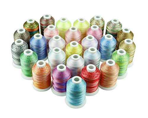 Simthreads 28 Variegated Color Embroidery Machine Thread 1100 Yards Each for Janome Brother Pfaff Babylock Singer Bernina Husqvaran and Most Sewing Embroidery Machines - color: 28 Shades
