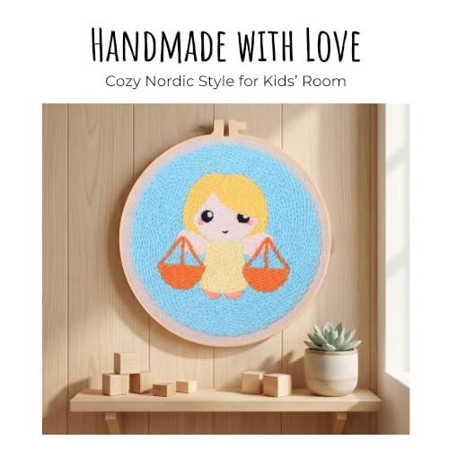 Harimau Punch Needle Kit Twelve Zodiac Signs Pattern,1Pc Embroidery Hoop, Essential Punch Needle Supplies,Ideal Punch Art for Beginners,DIY Adults Embroidery, Video Teaching - color: 65281