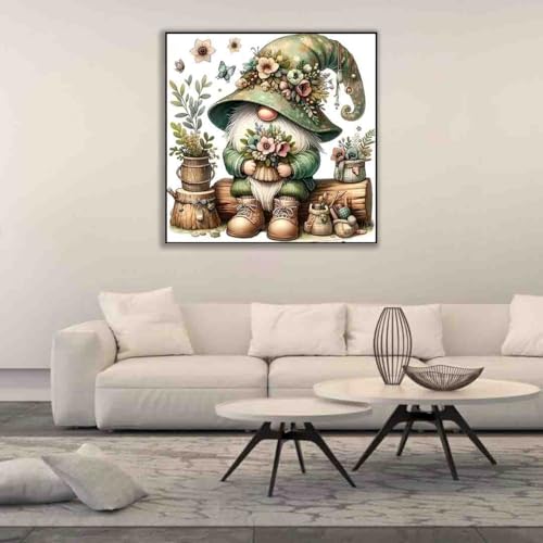 DYAIANGMU Gnome Stamped Cross Stitch Kit for Adults 13.7x13.7 inches - color: gnome-13