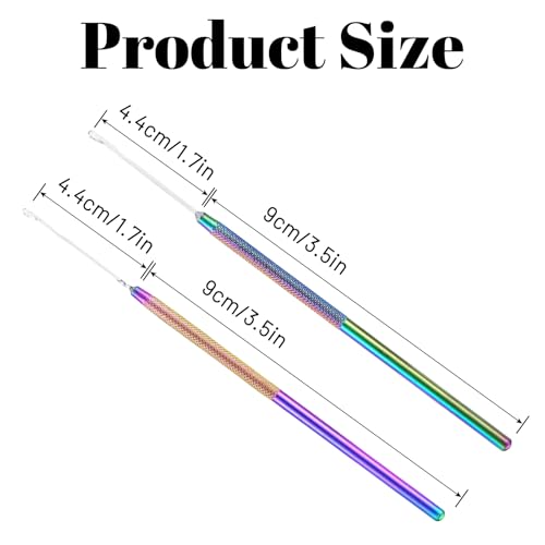 2 Pcs Hair Tinsel Tool, Hair Extensions Loop Needle Pulling Hook Tool, Micro Needle Threader Wire Pulling Loop Hook Tools for Silicone MicroLink Beads Rings and Feathers Extensions