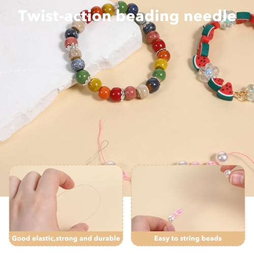 12 PCS Twist Seed Beading Needles, 4 Inch Long Twisted Wire Foldable Eye Silver 0.01Inch Diameter Stainless Steel Beading Needles for Jewelry Making, Seed Beads, Bracelets, Necklaces