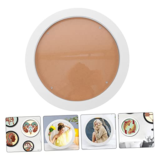 ARTIBETTER 7 Inch Round Embroidery Hoop Frame - White Photo Frame with Acrylic Cover, Wood Display for Cross Stittch Art, Needlepoint, & Wall Decor