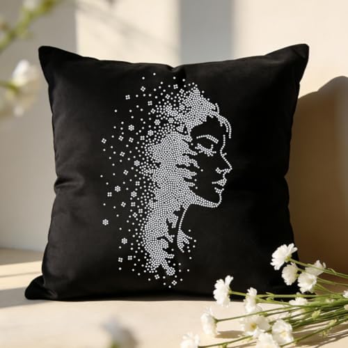 1 Pc Floral Female Face Iron on Rhinestones Transfer, Women Theme Hotfix Iron on Patch Transfer Decals Crystal Heat Transfer Clothing Repair Decor for T-Shirt Hat Jacket Party Decor - color: Floral Female