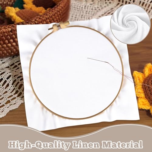 10 PCS White Linen Needlework Embroidery Fabric Cloth (5.9 × 5.9 Inch) - size: 5.9 × 5.9 Inch