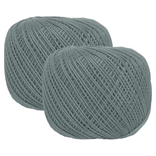 MECCANIXITY Crochet Thread Pearl Cotton Size 3 Dark Gray 2 Rolls 164 Yards for Crocheting Tatting Knitting Embroidery Sewing - color: Dark Gray