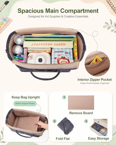 Marscamd Craft Organizer Tote Bag, Art Supply Caddy, Gray - color: Gray