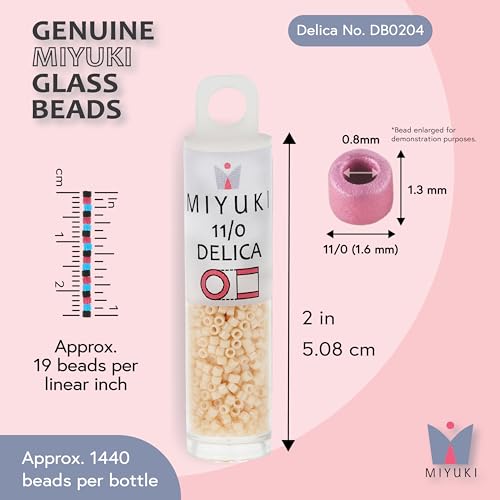 Miyuki Delica Seed Beads - color: DB0204 - Opaque White Glazed Luster
