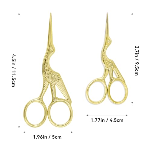 Golden Stork Embroidery Scissors Stainless Steel Sharp Tip Sewing Scissors for Everyday Use, Art Work, Needlework (1 Pcs 4.5Inch and 1 Pcs 3.6Inch) - style: 1 Pcs 4.5Inch and 1 Pcs 3.6Inch