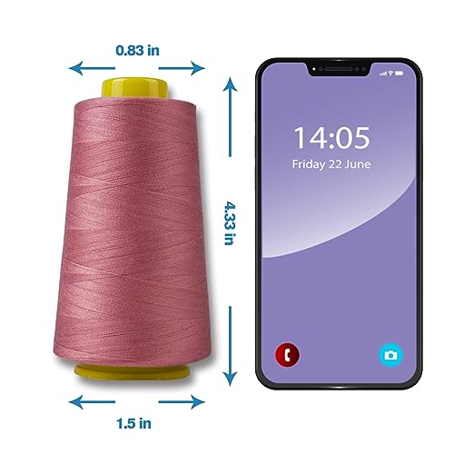 Rubber Red Serger Thread, All-Purpose Thread for Sewing, Polyester, 4 Cones of 3000 Yards Each Spool for Sewing Machine - color: 4 Rubber Red