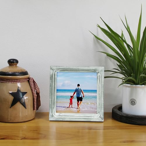 CVHOMEDECO. 6x6 Picture Frame Made of Solid Wood High Definition Glass Rustic Vintage Designs Small Photo Frame for Tabletop Display and Wall Mounting, Distress Grey - color: Distress Grey A, size: 6" X 6"