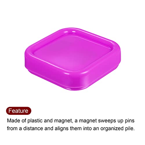 HARFINGTON 2pcs Magnetic Pin Cushion Square Plastic Magnetic Sewing Pin Holder Storage Case Needle Cushion Tool for Sewing DIY Projects, Rose Red - color: Rose Red