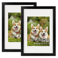 TOFOREVO 8x12 Picture Frames with 6x8 Mat Set of 2, Black - color: Black Wood Grain, size: 8x12