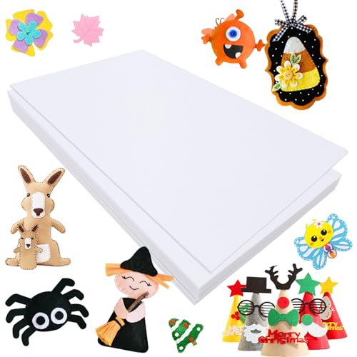 Jtnohx Felt for Crafts, 16 Pcs Felt Fabric, 7"×11.3" Stiff Felt Sheets, Craft Felt Square for Sewing (White) - color: White