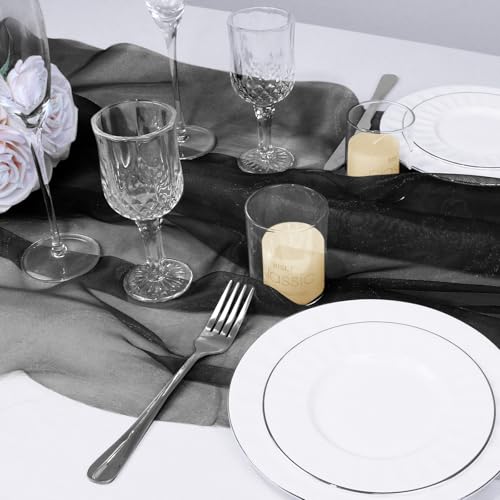VACVELT Black Sheer Organza Fabric by The Yard 60" Wide (2 Yards) - color: Black, size: 2 Yards