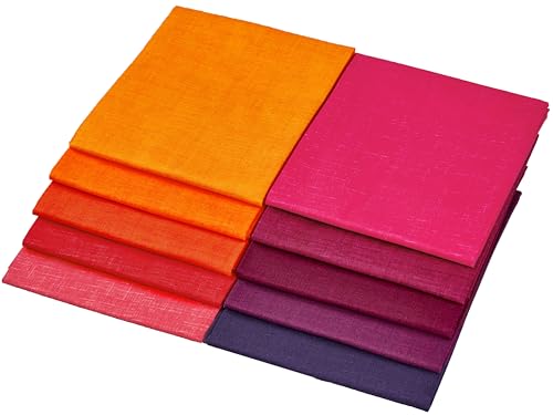 Craftido - 11 Options Solids with Tweed Tonals - Assorted Color Cotton Quilting Fabric Bundles 10pcs Fat Quarters 18"x21" - Medium Weight 5.2oz - for Quilting, Sewing and Crafts - Different Reds - color: Different Reds