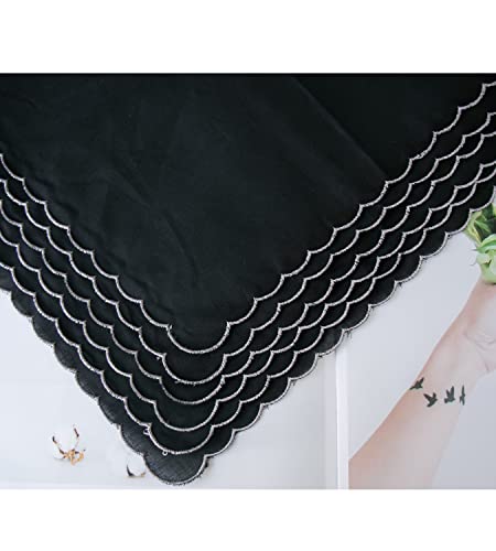 6 Pack of Ladies Embroidery Cotton Handkerchiefs Lace Wedding Hankies - color: E-6pcs Black