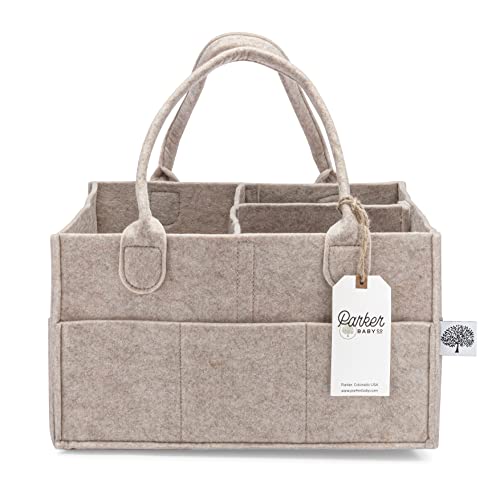 Parker Baby Co. Felt Diaper Caddy Organizer - Regular, Oatmeal - color: Oatmeal (Heathered Brown), size: Regular