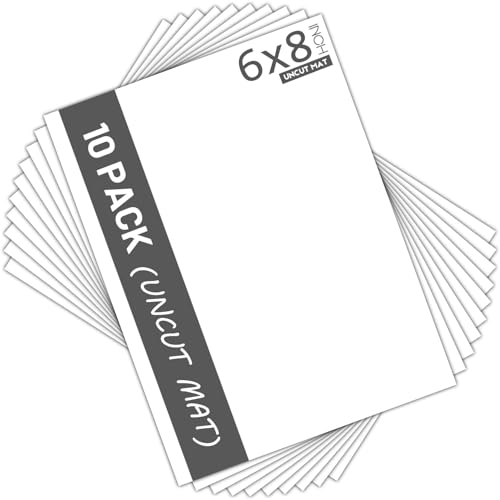 Mat Board Center 10 Pack Uncut Mat Boards, 6x8 White Matboards - size: 6x8