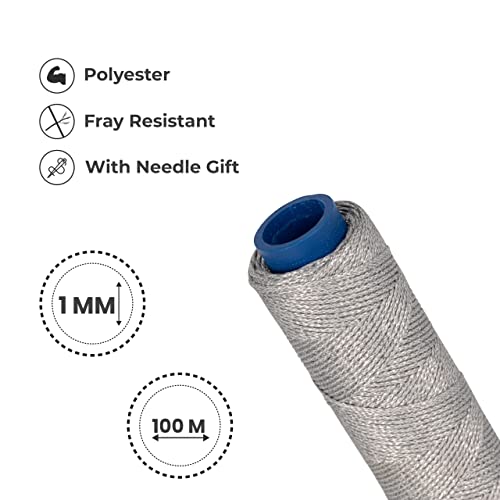 Waxed Thread, Strong Thread for Leather, Upholstery, Shoe, Bag, incl. Needle (Colour: Silver) - color: Silver
