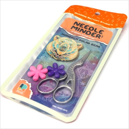 Awesome Pattern Studio Needle Minder Set - Mandala Polar Bear Magnetic Needle Minder. Enamel Pin for Cross Stitch, Embroidery and Craft (Set #2) - color: Set #2