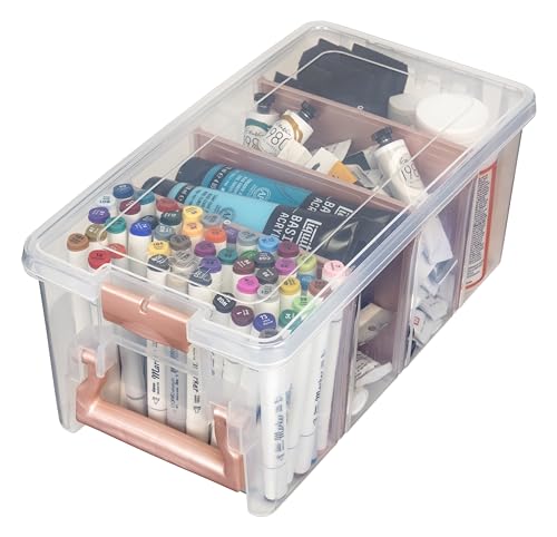 ArtBin Semi Satchel Portable Craft Organizer with 3 Dividers - Clear Plastic Storage Case for Art & Craft Supplies (Pack of 4) - color: Rose Gold, size: Pack of 4
