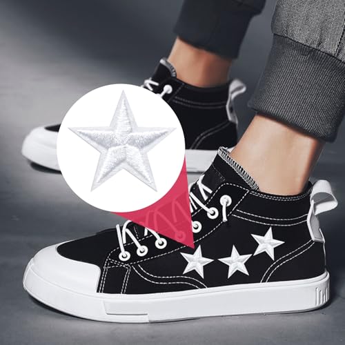 PAGOW 60 Pcs Star Iron on Patch, 1 Inch Sew on Star Embroidered Patches - color: 60 White