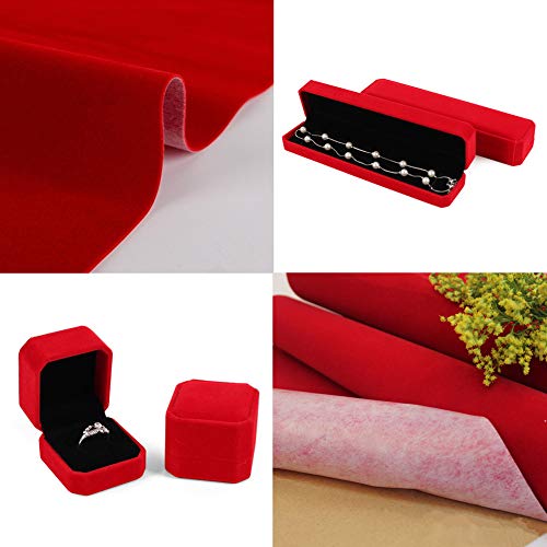 Mesheshe 2PCS Self Adhesive Sheets, DIY Peel & Stick Felt for Drawer & Jewelry Box Liner, Solid Color Felt Wallpaper (14.6" x 39.4", Red) - color: Red