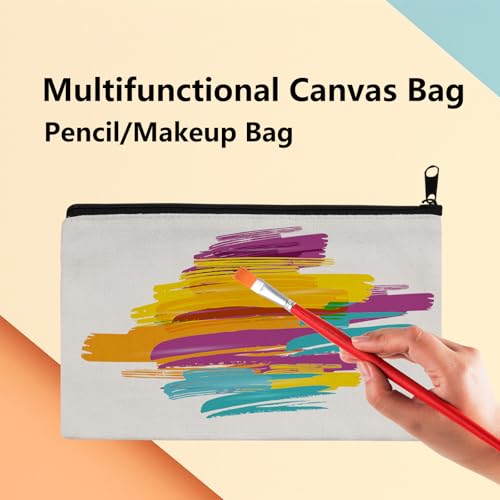 OKBA 15 pcs Sublimation Blanks Makeup Bags Bulk, Black Zipper Canvas Pencil Bag,Polyester Tote Bags for Sublimation DIY Craft - color: Blank bags*15pcs