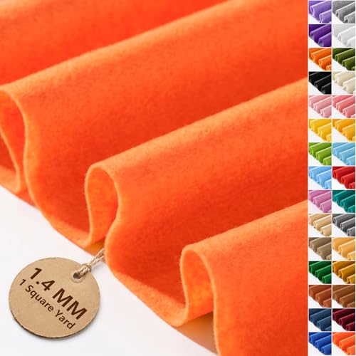 Neon Orange Soft Felt Sheet 36'' X 36'', 1.4mm Felt Fabric Sheet for Craft - color: Neon Orange