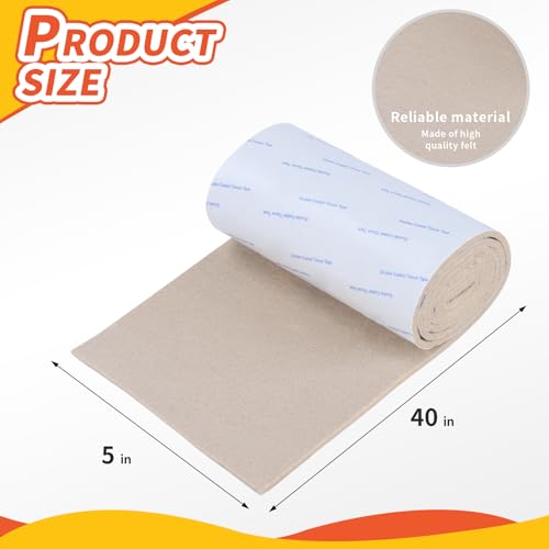 Felt Furniture Pads, 40 x 5 x 0.12 Inch Felt Strips, 2 Pack - color: Beige, size: 5" x 40" (2 Pack)