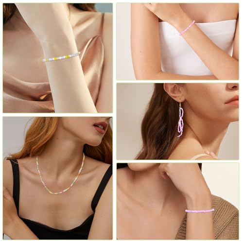 200g Glass Seed Beads Bulk Crystal Tube Bugle Beads for DIY Necklaces Bracelet Earring Crafting Jewelry Making Kit Supplies (Hot Pink) - color: Hot Pink 200g
