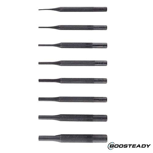 8 Pieces Gunsmith Grip Pin Punch Tool Set in Zippered Organizer Carry Case for Woodwork Machinery Repairs and Crafts by BOOSTEADY