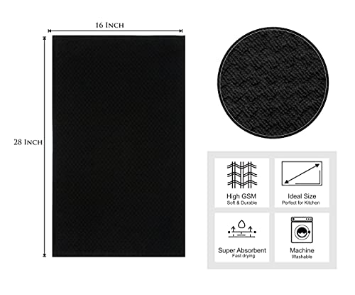 COTTON CRAFT Amazing Kitchen Towel - 12 Pack 100% Cotton Waffle Terry Towel - color: Black, size: 12 Pack