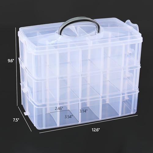 Plastic Storage Container Box with 30 Adjustable Compartments